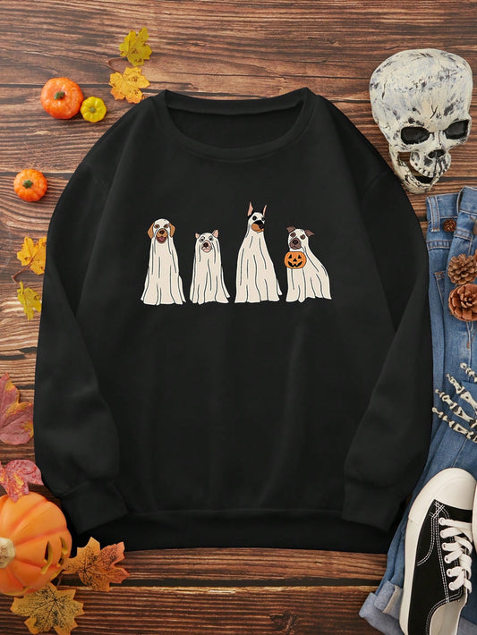 This Pumpkin & Leopard-print Halloween Thermal Lined Sweatshirt will keep you warm and spooky this season. Made with thermal-lined fabric, this sweatshirt is designed to provide ultimate comfort for you as your celebrate Halloween.