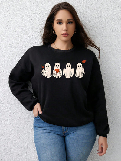 Cozy up with Spooky Style: Essence Plus Halloween Print Thermal-Lined Sweatshirt