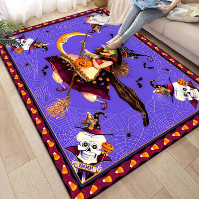 Spooky Witch Horror Pattern Area Rug: Halloween Decoration for a Spine-Chilling Home Ambiance