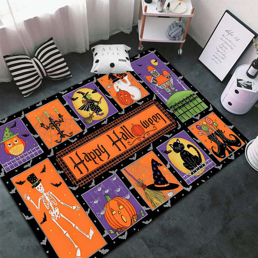 Add a stylish touch to any living room with this Spooky Witch Horror Crystal Velvet Rug. Its soft velvet fabric is perfect for gothic Halloween décor and brings a subtle hint of spookiness to any space. The durable construction makes it an ideal choice for everyday use.