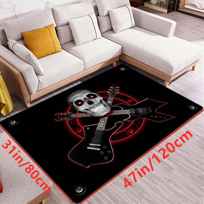 Gothic Skull Pattern Area Rug: Spook up Your Living Space with this Non-Slip Halloween Decor Must-Have!