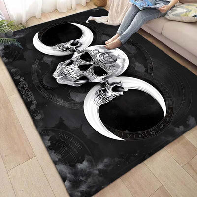 Gothic Skull Moon Rug: Spooky Halloween Decor for Living Room and Bedroom