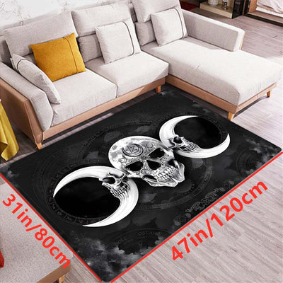 Gothic Skull Moon Rug: Spooky Halloween Decor for Living Room and Bedroom