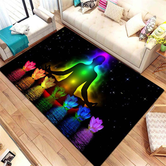 Experience spiritual wellness in your home with this unique Chakra Meditation Kitchen Rug. Crafted with charming natural colors and fine, hand-spun wool, it adds a touch of elegance to any kitchen. Enjoy rest and relaxation in your home environment.