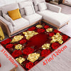 Radiant Elegance: Red Golden Rose Print Area Rug for Aesthetic Home Décor
