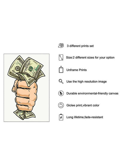 Money Talks: Unique Male Hand Holding Dollar Bills Poster for Wall Art Decor