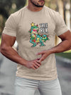 Dino-mite Christmas: Men's Oversized Anime Dinosaur Graphic Print T-Shirt - Perfect for Festive Workouts and Outdoor Adventures!