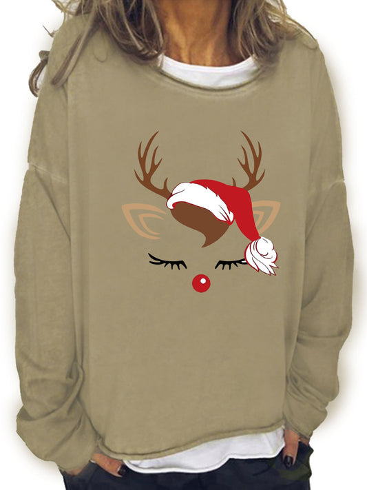 Stay warm and look stylish with this Festive Christmas Elk Print Sweatshirt. Made with soft quality materials, it is designed to keep you comfortable and cozy. With a crew neck and long sleeves, it offers a fashionable look that you can wear every day.