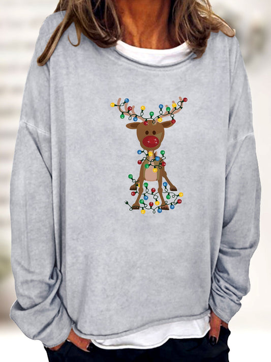 Feel the festive spirit in this casual Christmas Elk Print Sweatshirt. Featuring a cozy crew neck and long sleeves, this lightweight and breathable sweatshirt is perfect for wearing during the holiday season. 