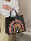 Rainbow Letter Print Linen Tote Bag: The Ultimate Teacher Appreciation Gift for Every Occasion!