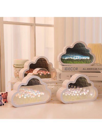 Pink Cloud Tulip Shaped Mirror Night Light Set of 10