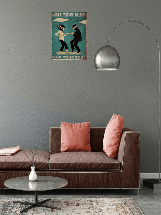 This vintage classic movie poster for Pulp Fiction makes the perfect addition to your music and dance <a href="https://canaryhouze.com/collections/metal-arts" target="_blank" rel="noopener">room decor</a>. Featuring the iconic quote "Lose Your Mind, Find Your Soul", this canvas wall art adds a touch of nostalgia and inspiration to any space. Embrace your love for film and express your passions with this timeless piece.