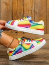Colorful Comfort: Women's Rainbow Printed Flat Casual Sneakers