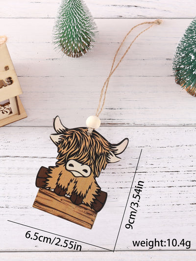 Western Style Bull Head Pendant: A Unique Wooden Christmas Decoration