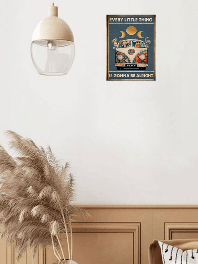 Bus Moon Print Metal Tin Sign: Add Charm to Your Space