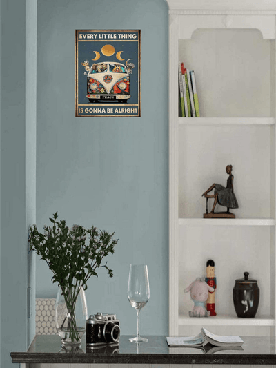 Bus Moon Print Metal Tin Sign: Add Charm to Your Space