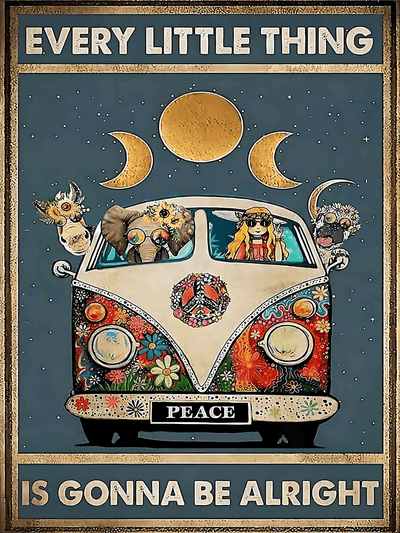 Bus Moon Print Metal Tin Sign: Add Charm to Your Space