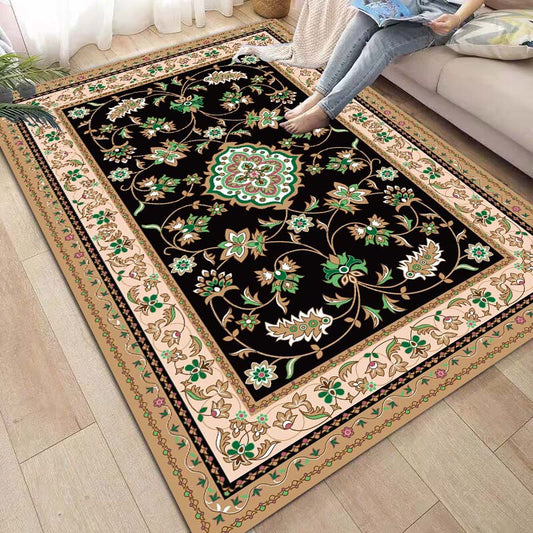 This elegant classic European Persian rug is an ideal choice for stylishly decorating kids rooms, bathrooms, kitchens, living rooms, and bedrooms. The symmetric floral green pattern adds a timeless touch of elegance to any space.