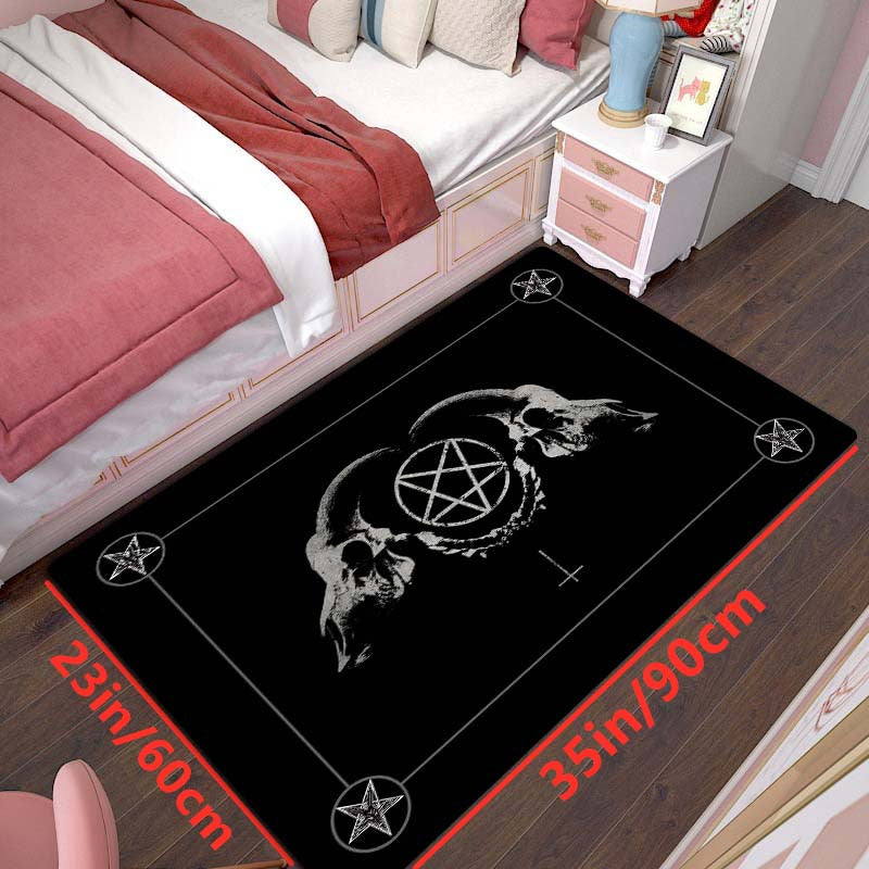 Satanic Elegance: Dark Pentagram Print Area Rug – Halloween Gothic