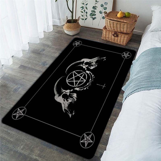 Satanic Elegance: Dark Pentagram Print Area Rug – Halloween Gothic Décor for Your Home