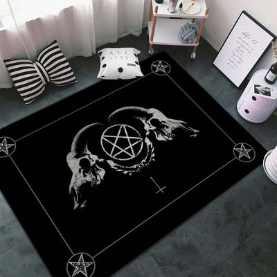 Satanic Elegance: Dark Pentagram Print Area Rug – Halloween Gothic Décor for Your Home