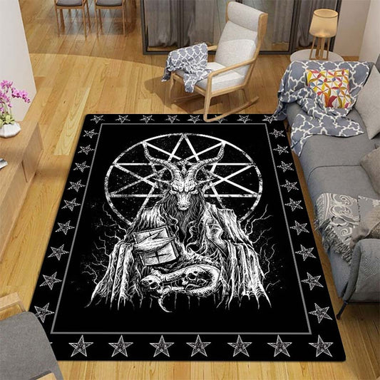 Spooky Dark Satanic Halloween Rug: Perfect Decoration for Living Rooms, Bedrooms, and Corridors