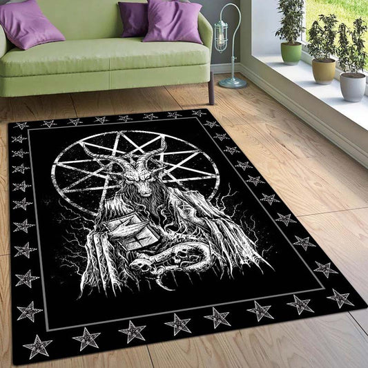 This Halloween rug is the perfect decoration for any living room, bedroom, or corridor. Featuring a spooky dark Satanic design, the rug is made with a high-quality polyester material that is anti-slip and durable, ensuring it will last through the spookiest of occasions.