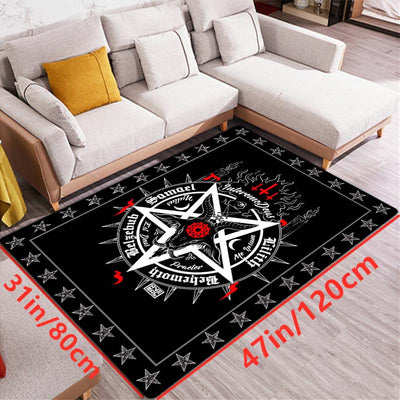Satanic Ritual Rug: Mysterious Rune Printing Floor Mat for Halloween Decor in Living Room, Bedroom, or Corridor Carpet