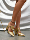 Strappy Fashion Show High Chunky Heel Pumps: The Trending Multicolor Pointed Mule Shoes for Women