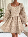 Chic and Elegant: Jacquard Square Neck Lantern Sleeve Dress