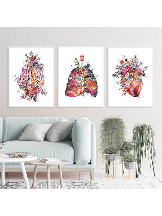 Enhance any medical or educational space with our Anatomy Art Trio. This set of poster prints features detailed images of the brain, heart, and lung, perfect for students and hospitals. Elevate your decor and knowledge with our modern and informative wall art.