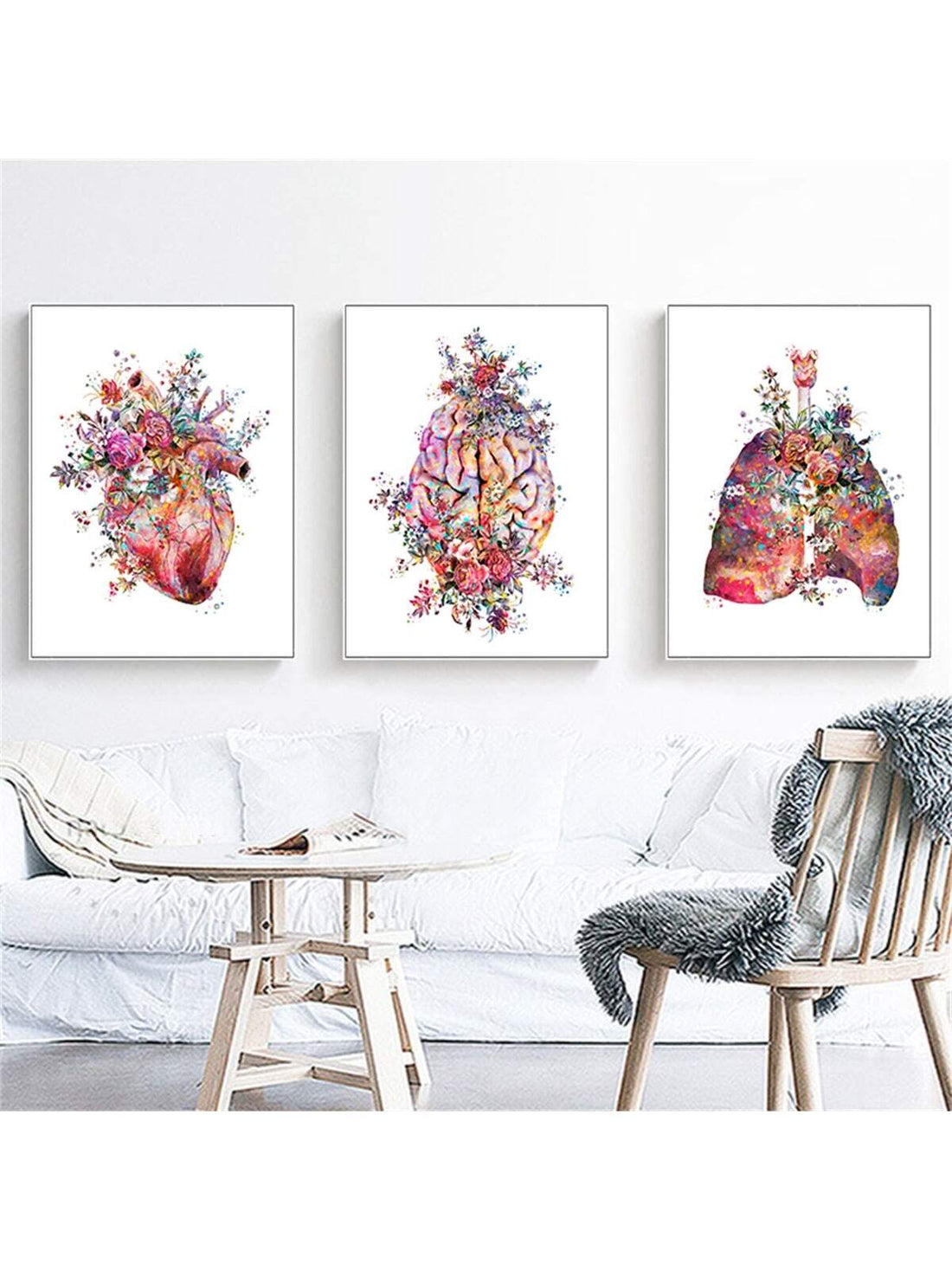 Enhance any medical or educational space with our Anatomy Art Trio. This set of poster prints features detailed images of the brain, heart, and lung, perfect for students and hospitals. Elevate your decor and knowledge with our modern and informative wall art.