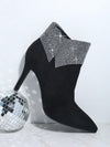 Glamorous Sparkle Stiletto Boots: Rhinestone Decor Side Zipper Chic