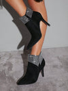 Glamorous Sparkle Stiletto Boots: Rhinestone Decor Side Zipper Chic