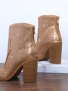 Stylish Gold Faux Leather Pointed Toe Boots