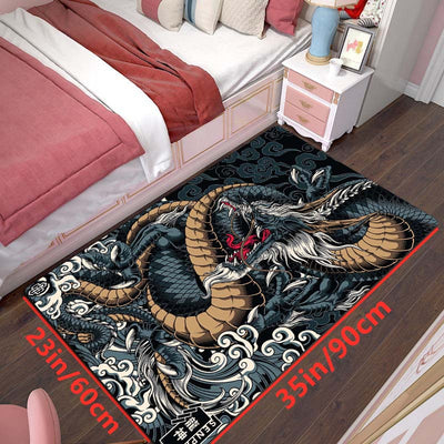 Dragon Art Halloween Decor Area Rug: Non-slip, Washable, and Stylish Carpet for Living Room, Bedroom, Corridor, and Home Décor