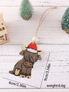 Western Christmas Charm: Vintage Hat-Wearing Mountain Bull Wooden Ornament