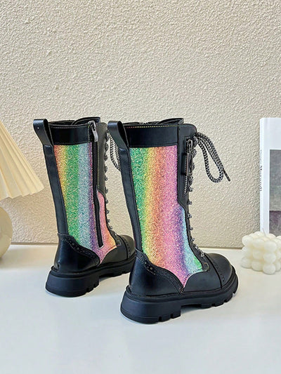 Stylish Multicolor Lace-Up Boots for Outdoor Adventures