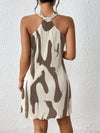 Sun-Kissed Style: Spring Break Graphic Print Halter Neck Dress