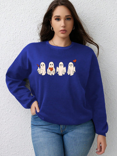 Cozy up with Spooky Style: Essence Plus Halloween Print Thermal-Lined Sweatshirt