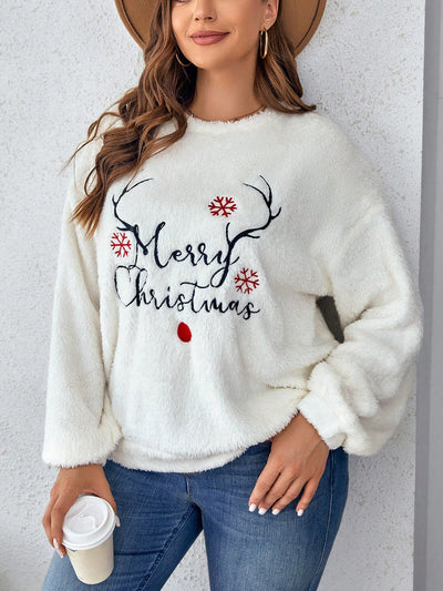 Keep cozy and stylish with this Slogan Embroidery Drop Shoulder Teddy Sweatshirt. Crafted with comfortable fabric and long-lasting construction, this sweatshirt is perfect for layering and staying warm all season.