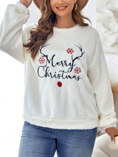 Keep cozy and stylish with this Slogan Embroidery Drop Shoulder Teddy Sweatshirt. Crafted with comfortable fabric and long-lasting construction, this sweatshirt is perfect for layering and staying warm all season.