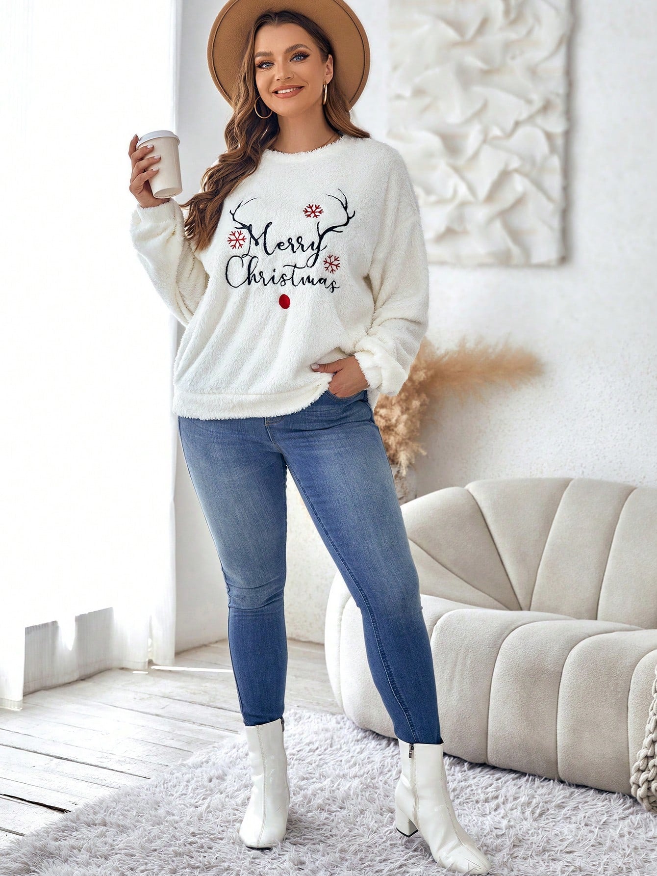 Keep cozy and stylish with this Slogan Embroidery Drop Shoulder Teddy Sweatshirt. Crafted with comfortable fabric and long-lasting construction, this sweatshirt is perfect for layering and staying warm all season.