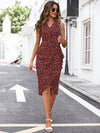 Boho Chic Allover Print Ruffle Trim Wrap Hem Dress