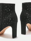 Sparkle in Style: Black Rhinestone Studded High Heel Ankle Boots