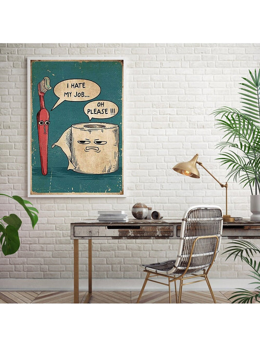 Add some humor to your bathroom with this quirky canvas painting featuring a toothbrush and toilet paper. Printed on high-quality canvas, this <a href="https://canaryhouze.com/collections/printable-art" target="_blank" rel="noopener">poster</a> will bring personality to your space. Perfect for any bathroom, this fun and unique piece will make you smile every time you see it.