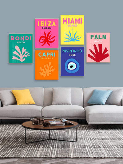 Coral Line Collection: 6-Piece Abstract Canvas Wall Art for Your Modern Space