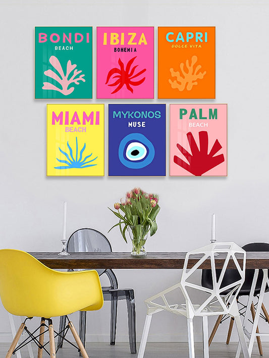 Coral Line Collection: 6-Piece Abstract Canvas Wall Art for Your Modern Space