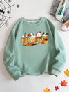 Spooky Sips: Plus Halloween Beverage Print Thermal-Lined Sweatshirt