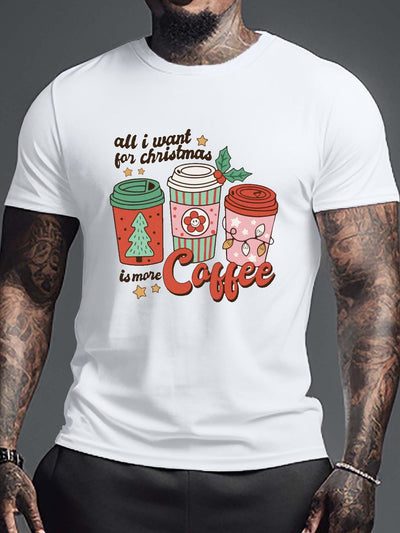 Coffee Letter: Men's Comfy Chic T-Shirt - Graphic Tee for Men's Summer Outdoor Style - Perfect Gift for Coffee-Loving Men!